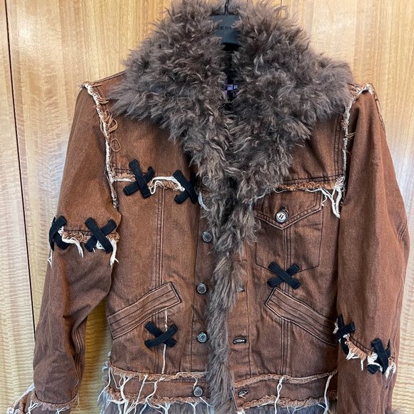 CFIERCE | Matching Brown Teddy Denim Jacket & Hat - Picture 1 of 6